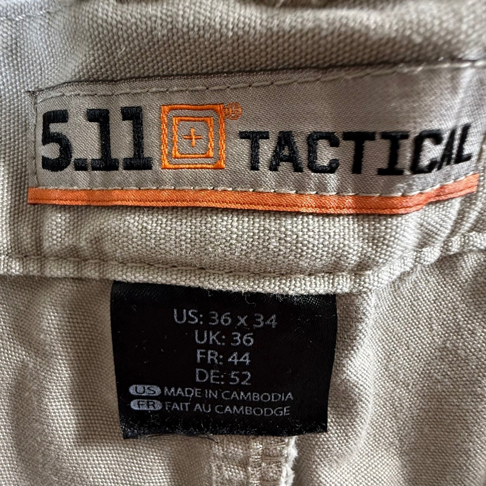 5.11 Tactical Mens 36x34 Cargo Pants Khaki Straight Leg Work Casual - Picture 4 of 9